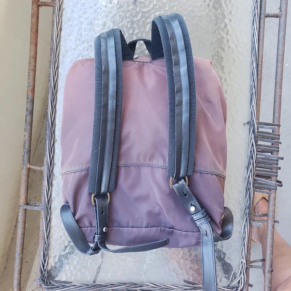 Salvatore Ferragamo aubergine nylon Backpack Leather trim